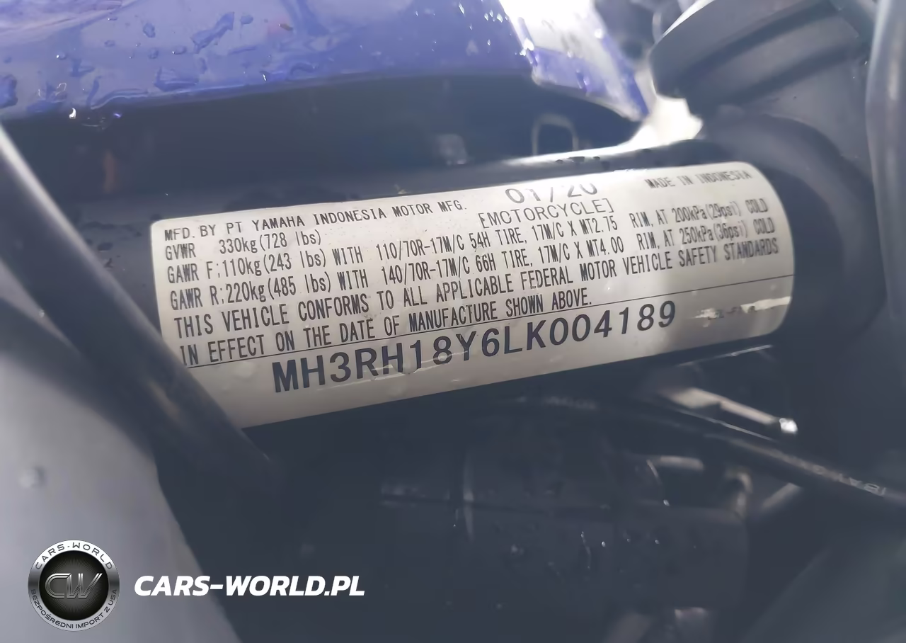 2020 Yamaha Yzfr3 A VIN:MH3RH18Y6LK004189 - 10