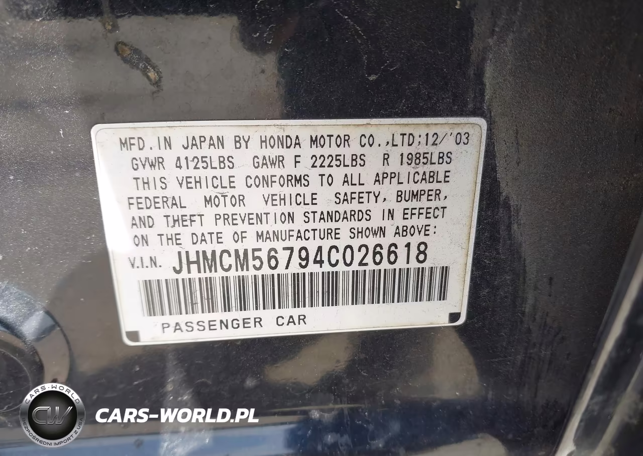 2004 Honda Accord 2.4 Ex VIN:JHMCM56794C026618 - 9