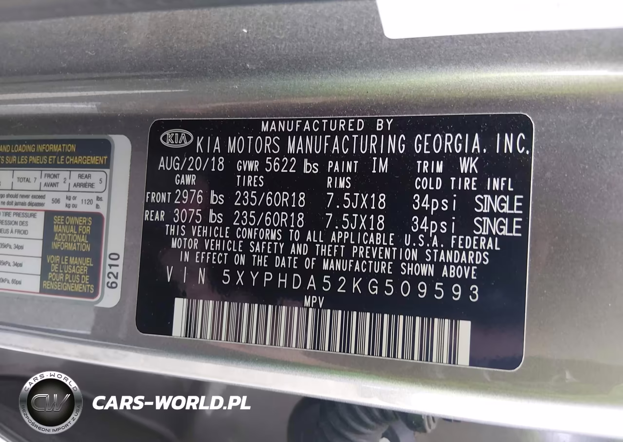 2019 Kia Sorento 3.3L Ex VIN:5XYPHDA52KG509593 - 9