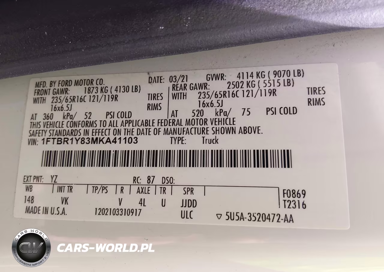 2021 Ford Transit-250 VIN:1FTBR1Y83MKA41103 - 9