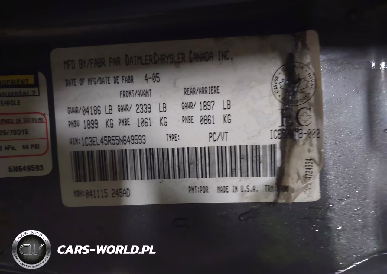 2005 Chrysler Sebring VIN:1C3EL45R55N649593 - 9
