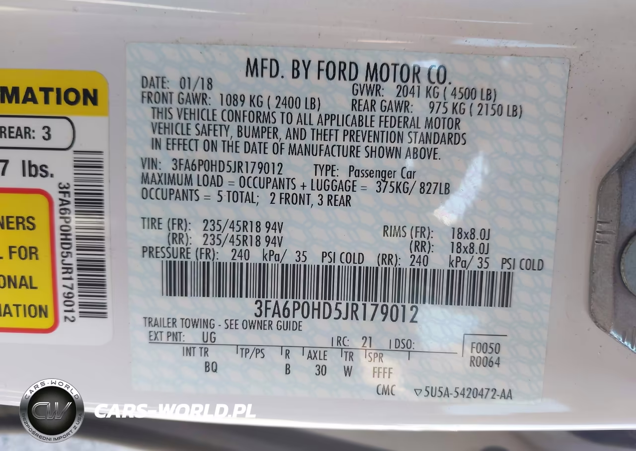 2018 Ford Fusion Se VIN:3FA6P0HD5JR179012 - 9