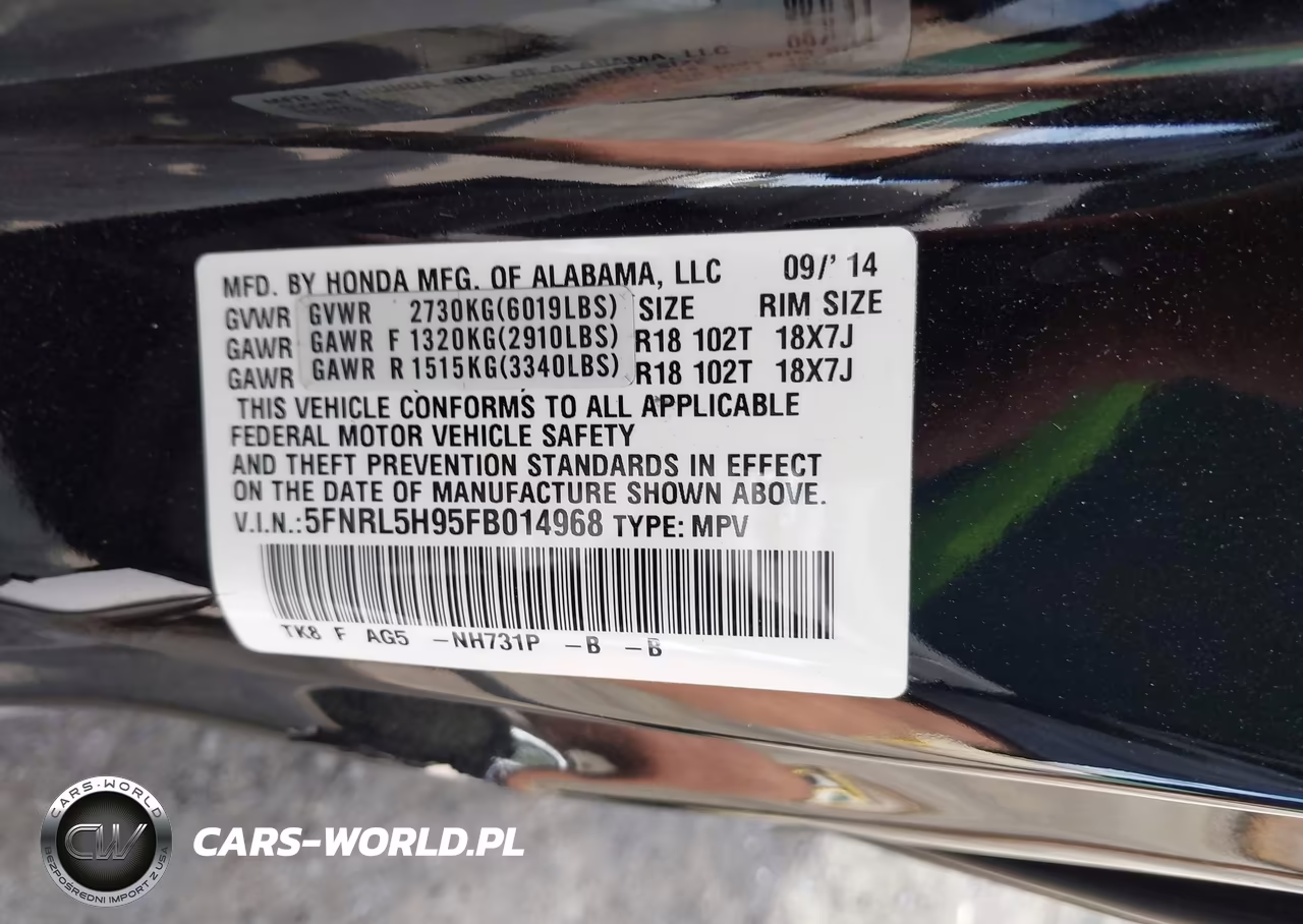 2015 Honda Odyssey Touring-Touring Elite VIN:5FNRL5H95FB014968 - 9