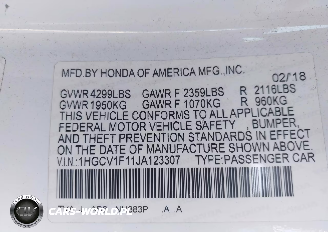 2018 Honda Accord Lx VIN:1HGCV1F11JA123307 - 9