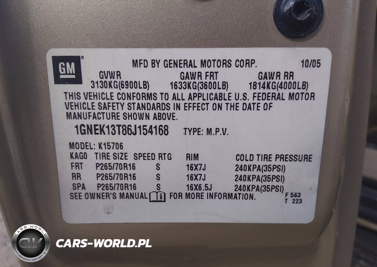 2006 Chevrolet Tahoe Ls VIN:1GNEK13T86J154168 - 9
