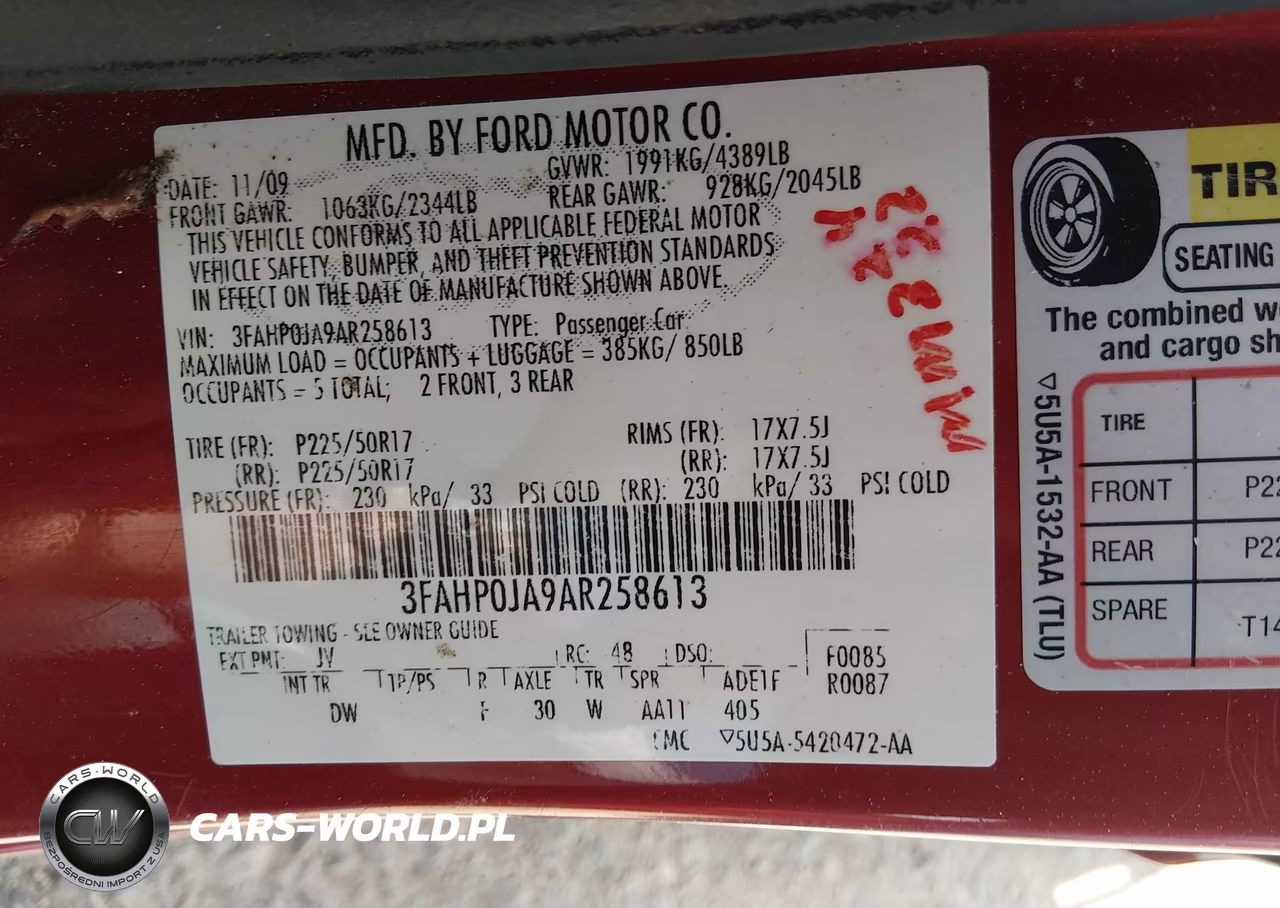 2010 Ford Fusion Sel VIN:3FAHP0JA9AR258613 - 9