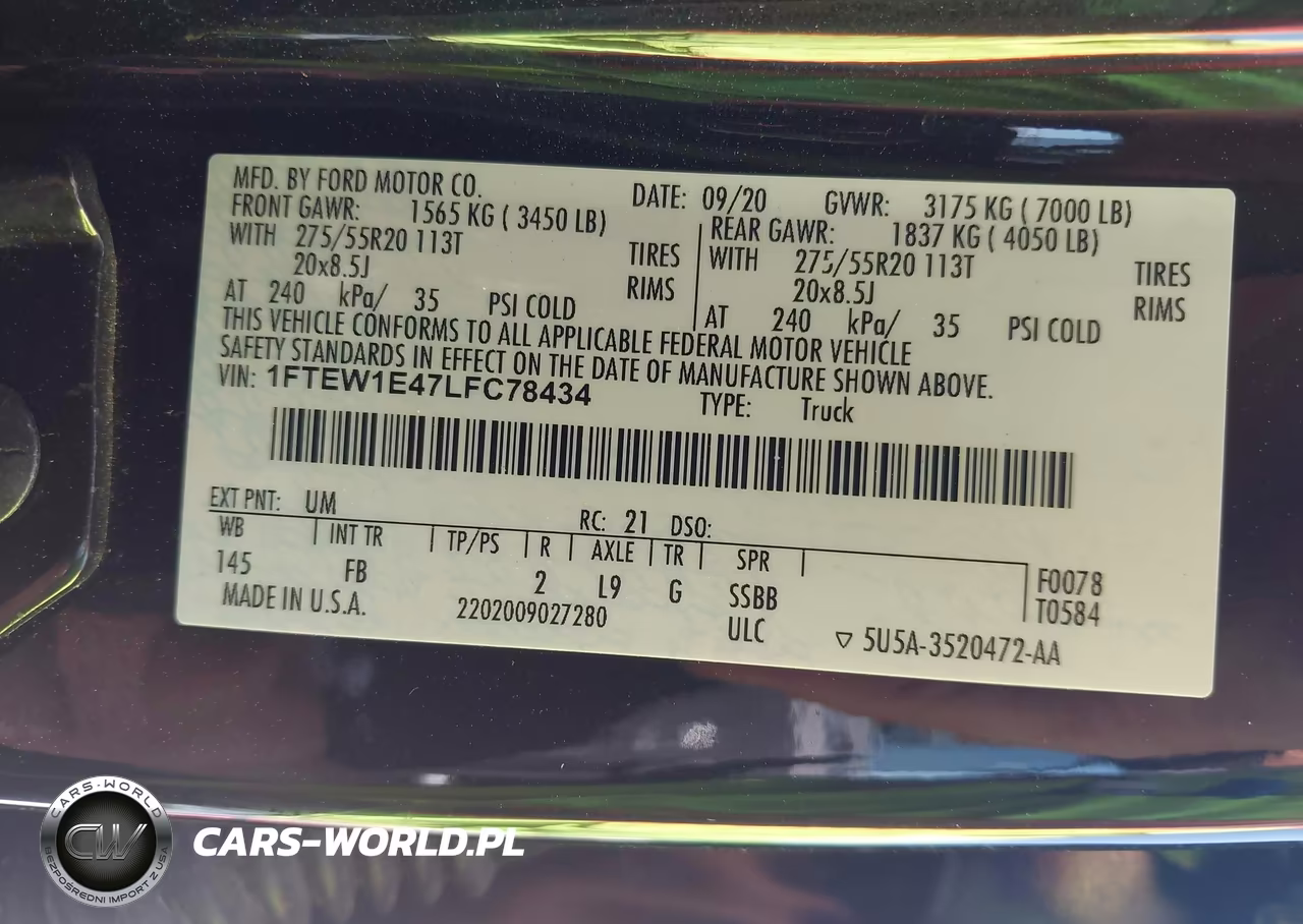 2020 Ford F-150 Xlt VIN:1FTEW1E47LFC78434 - 9
