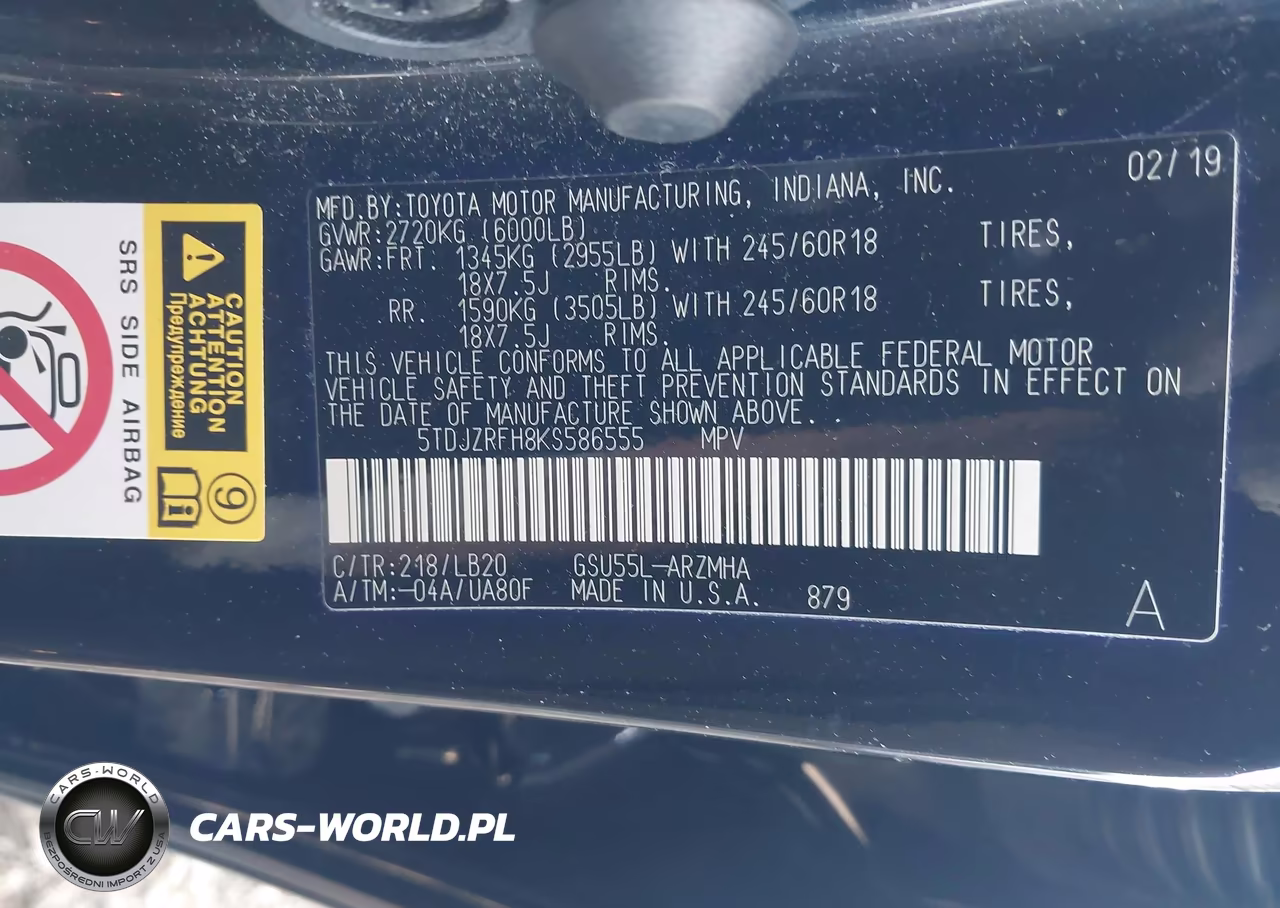 2019 Toyota Highlander Se-Xle VIN:5TDJZRFH8KS586555 - 9