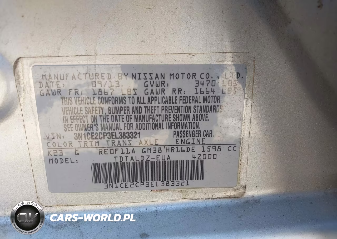 2014 Nissan Versa Note Sv VIN:3N1CE2CP3EL383321 - 9