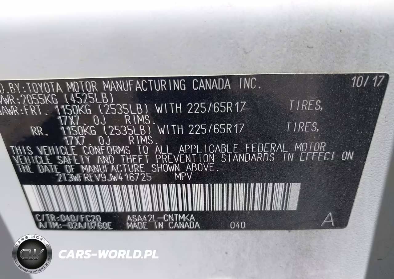 2018 Toyota Rav4 Xle VIN:2T3WFREV9JW416725 - 9