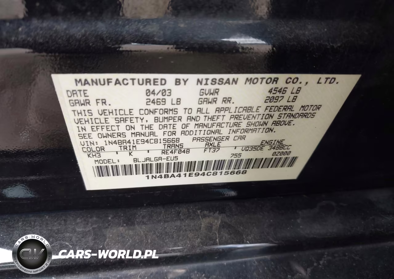 2004 Nissan Maxima 3.5 Sl VIN:1N4BA41E94C815668 - 9