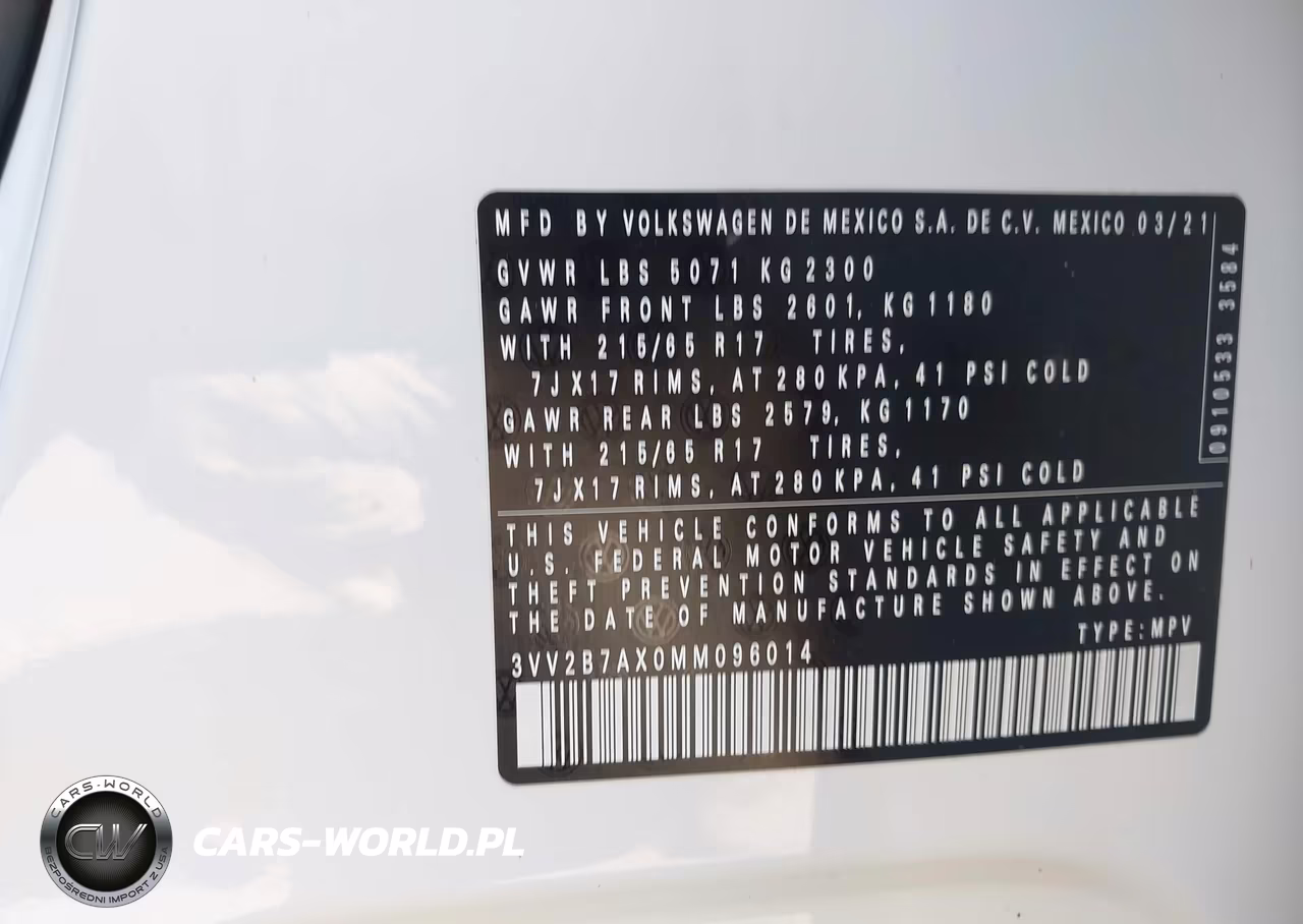 2021 Volkswagen Tiguan 2.0T Se-2.0T Se R-Line Black-2.0T Sel VIN:3VV2B7AX0MM096014 - 9