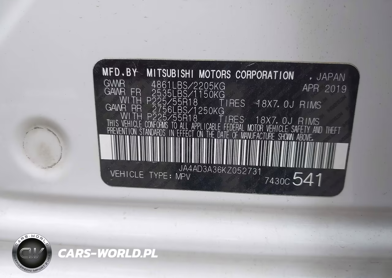 2019 Mitsubishi Outlander Sel VIN:JA4AD3A36KZ052731 - 9