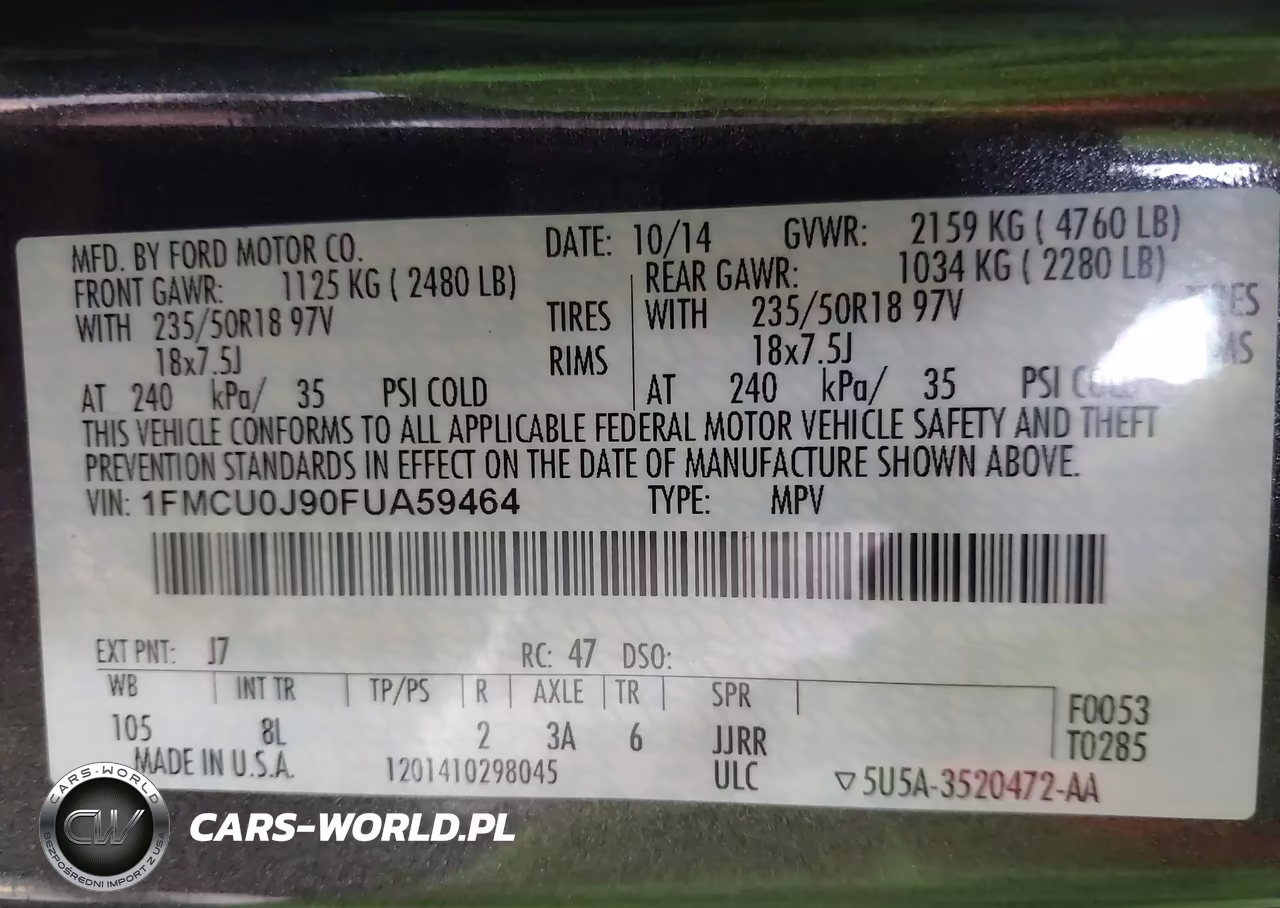 2015 Ford Escape Titanium VIN:1FMCU0J90FUA59464 - 9