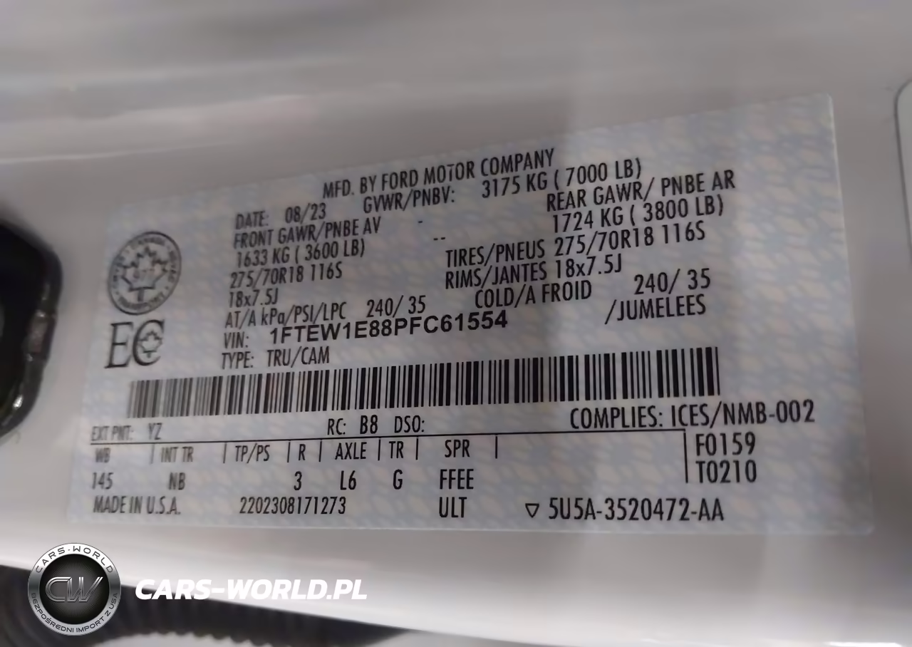 2023 Ford F-150 Tremor VIN:1FTEW1E88PFC61554 - 9