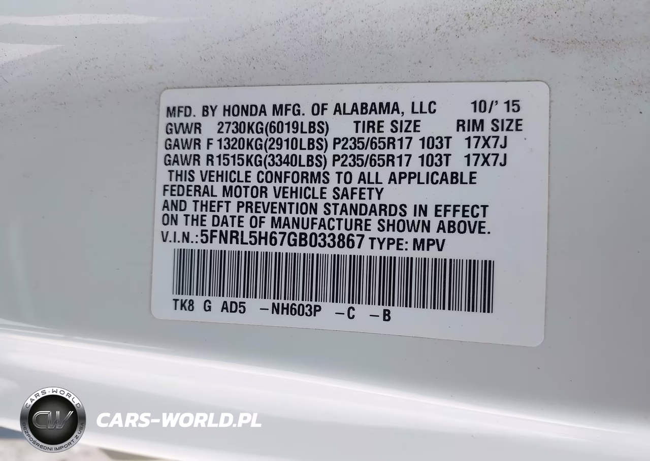 2016 Honda Odyssey Ex-L VIN:5FNRL5H67GB033867 - 9