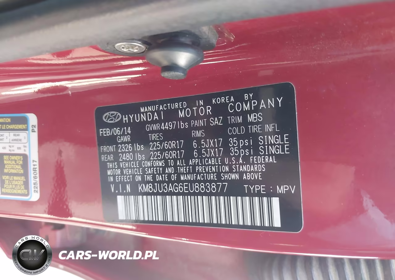 2014 Hyundai Tucson Se VIN:KM8JU3AG6EU883877 - 9