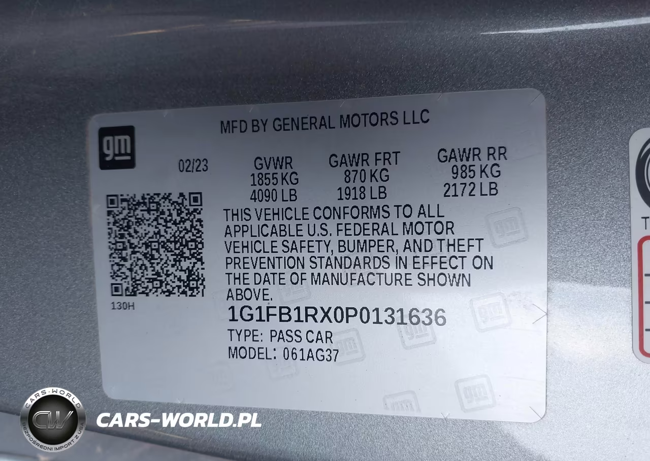 2023 Chevrolet Camaro Rwd 1Lt VIN:1G1FB1RX0P0131636 - 9