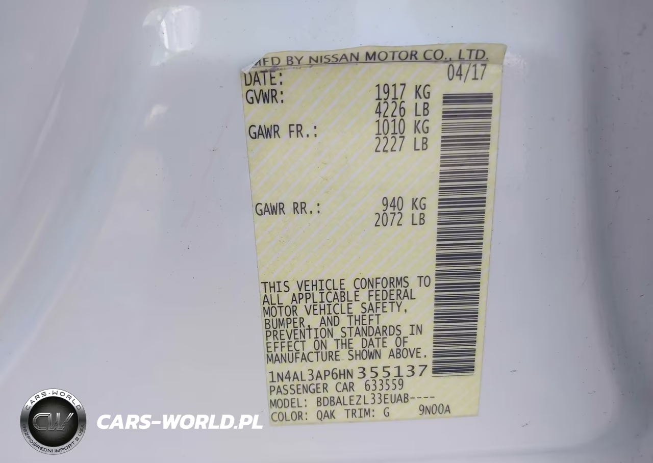 2017 Nissan Altima 2.5 S VIN:1N4AL3AP6HN355137 - 9