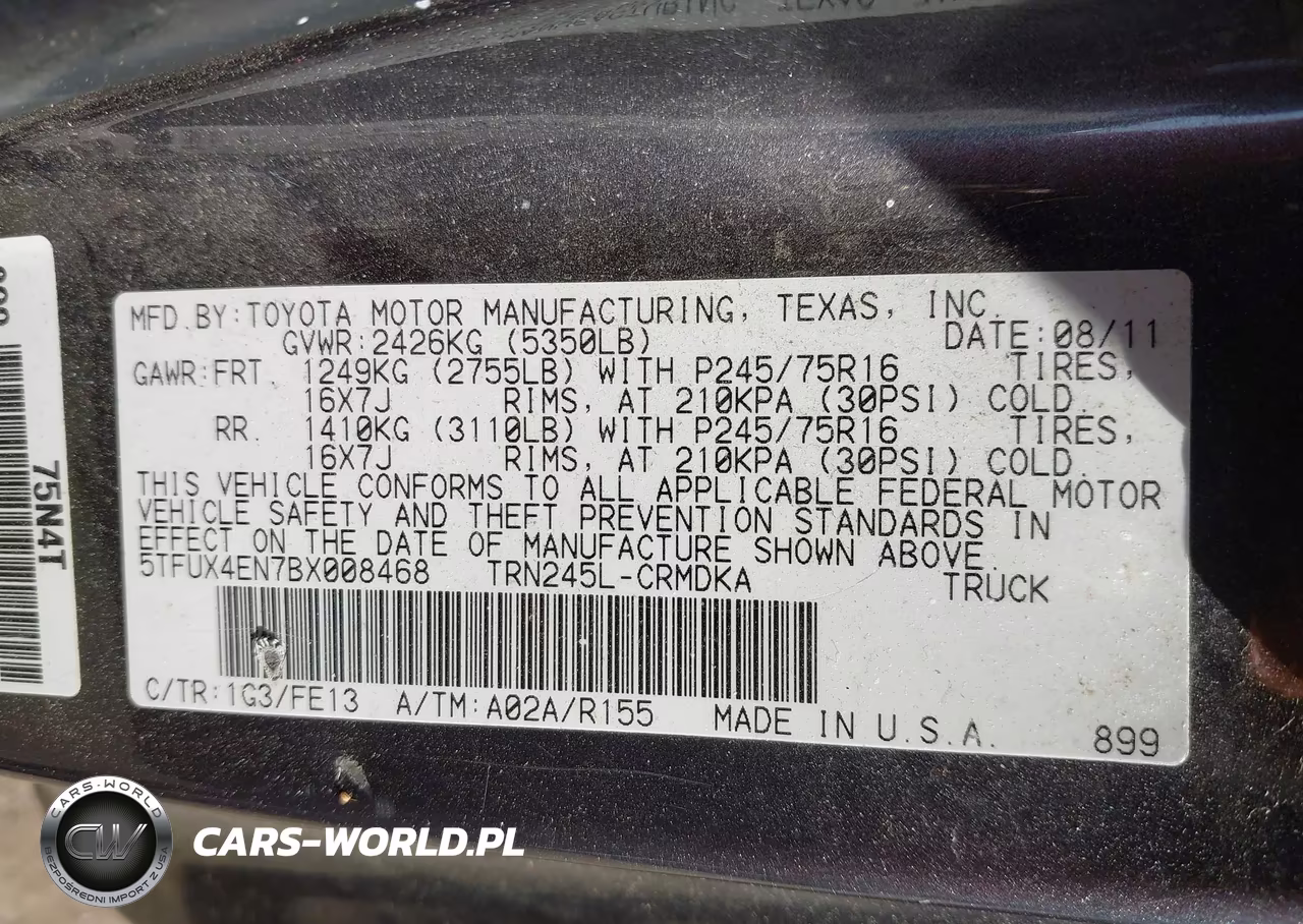 2011 Toyota Tacoma VIN:5TFUX4EN7BX008468 - 9