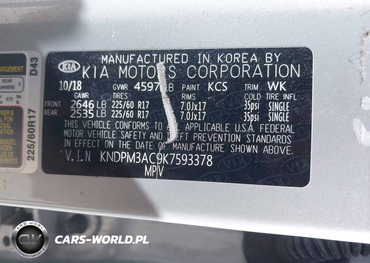 2019 Kia Sportage Lx VIN:KNDPM3AC9K7593378 - 9