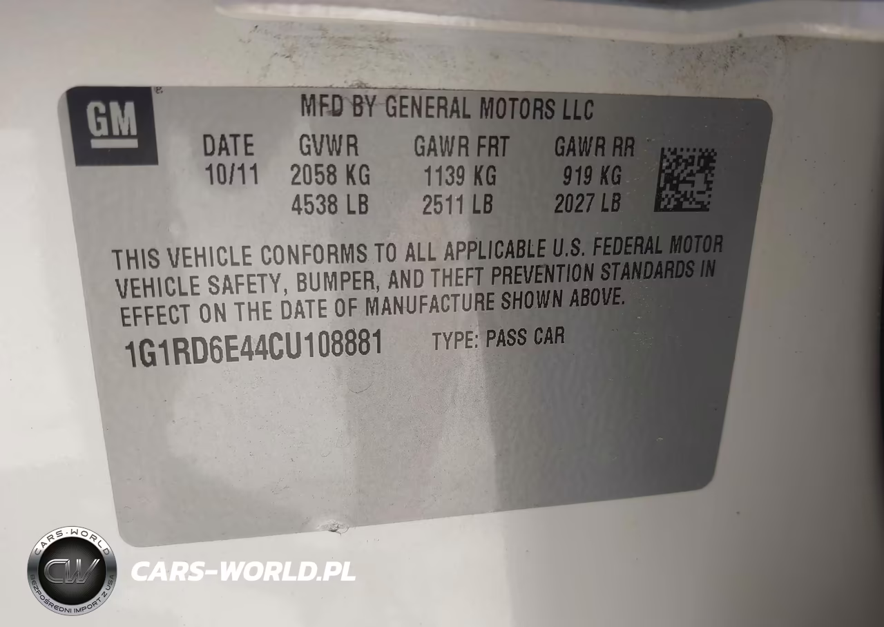 2012 CHEVROLET VOLT  VIN:1G1RD6E44CU108881 - 9