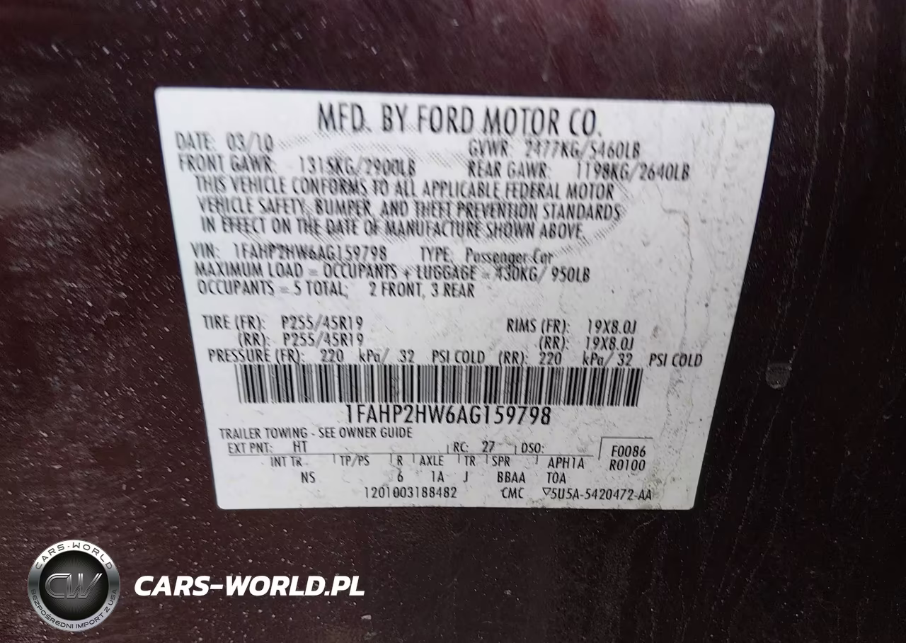 2010 Ford Taurus Sel VIN:1FAHP2HW6AG159798 - 9