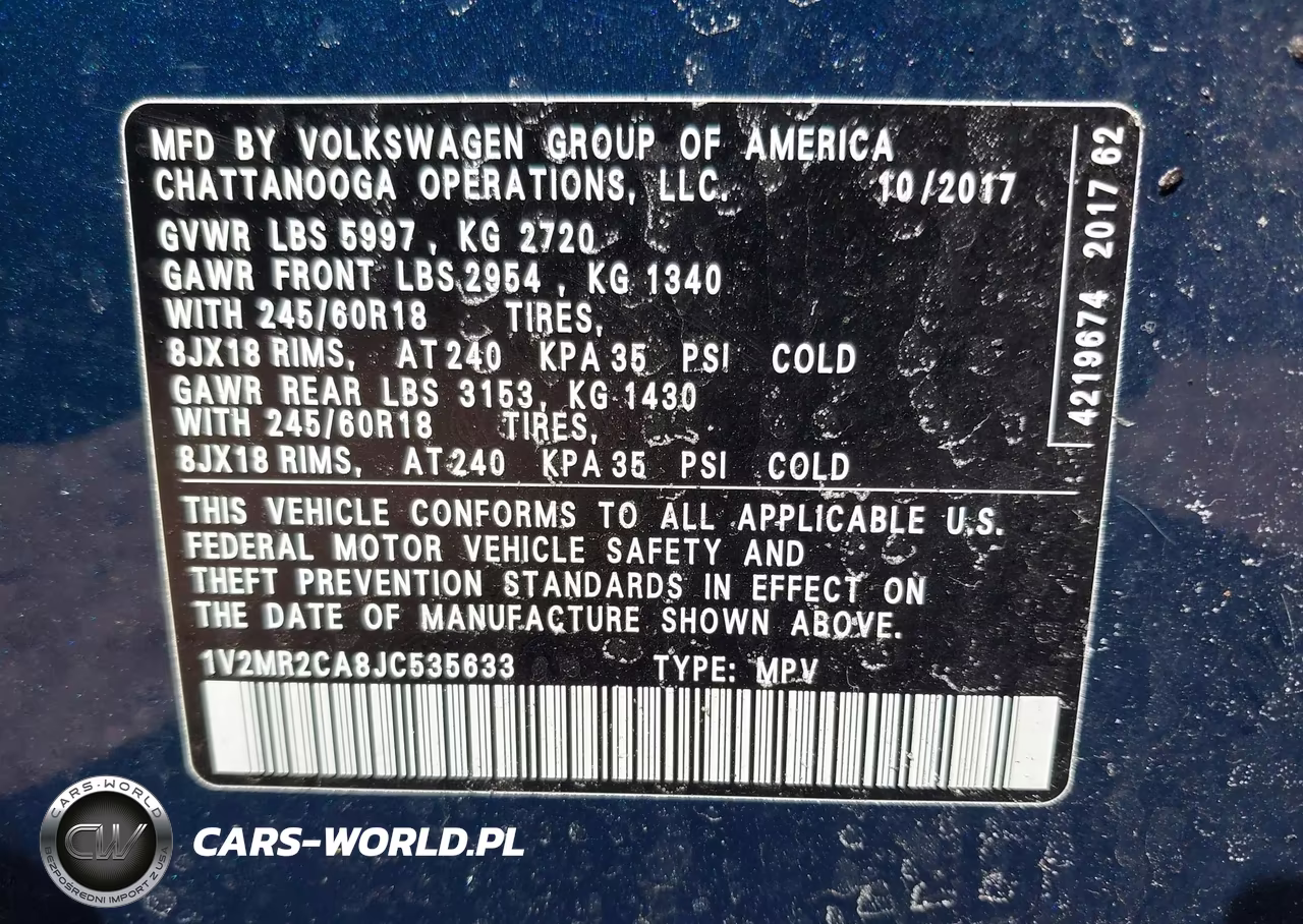 2018 Volkswagen Atlas 3.6L V6 Sel VIN:1V2MR2CA8JC535633 - 9