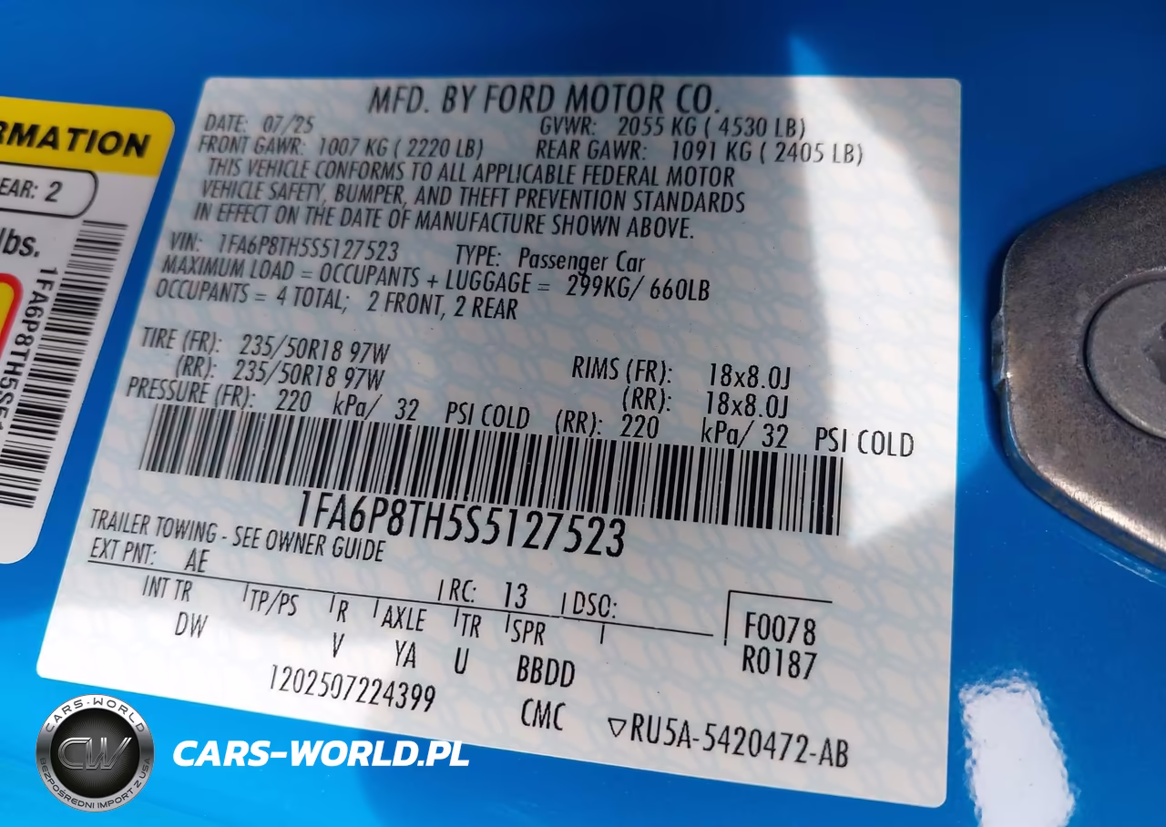 2025 Ford Mustang Ecoboost Fastback VIN:1FA6P8TH5S5127523 - 9