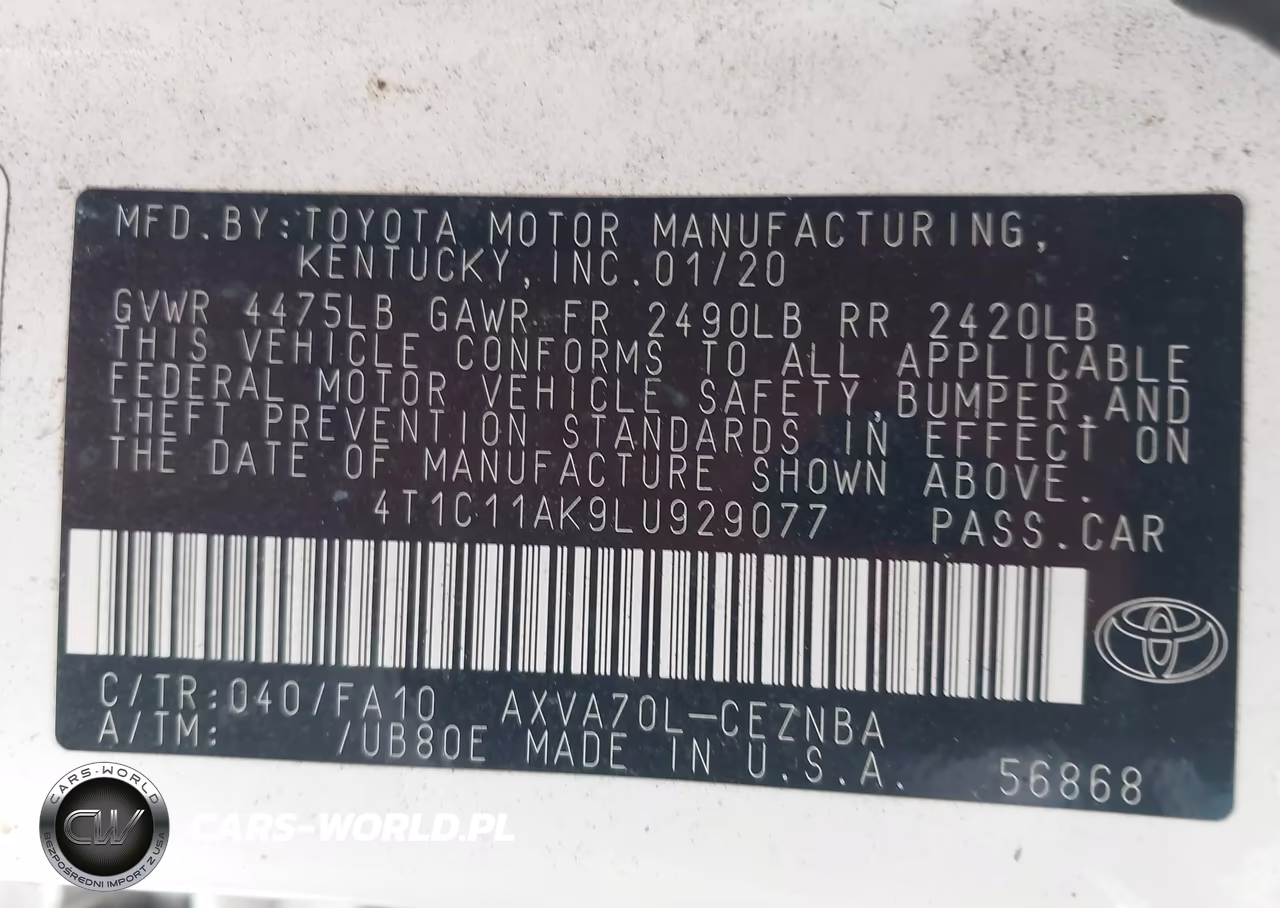 2020 Toyota Camry Le VIN:4T1C11AK9LU929077 - 9