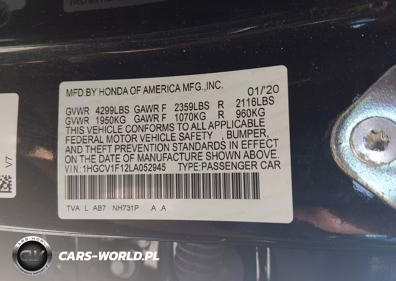 2020 Honda Accord Lx VIN:1HGCV1F12LA052945 - 9