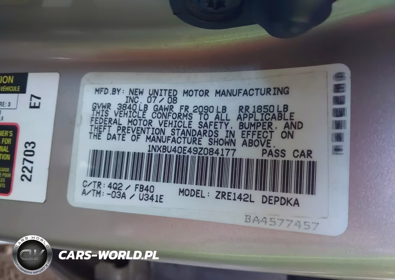 2009 Toyota Corolla Le VIN:1NXBU40E49Z084177 - 9