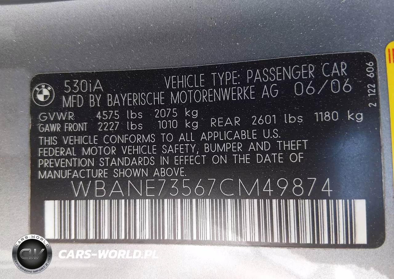 2007 BMW 530I VIN:WBANE73567CM49874 - 9