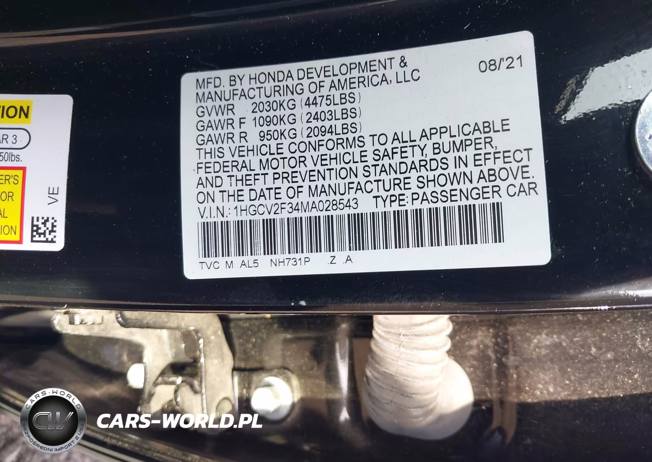 2021 Honda Accord Sport 2.0T VIN:1HGCV2F34MA028543 - 9