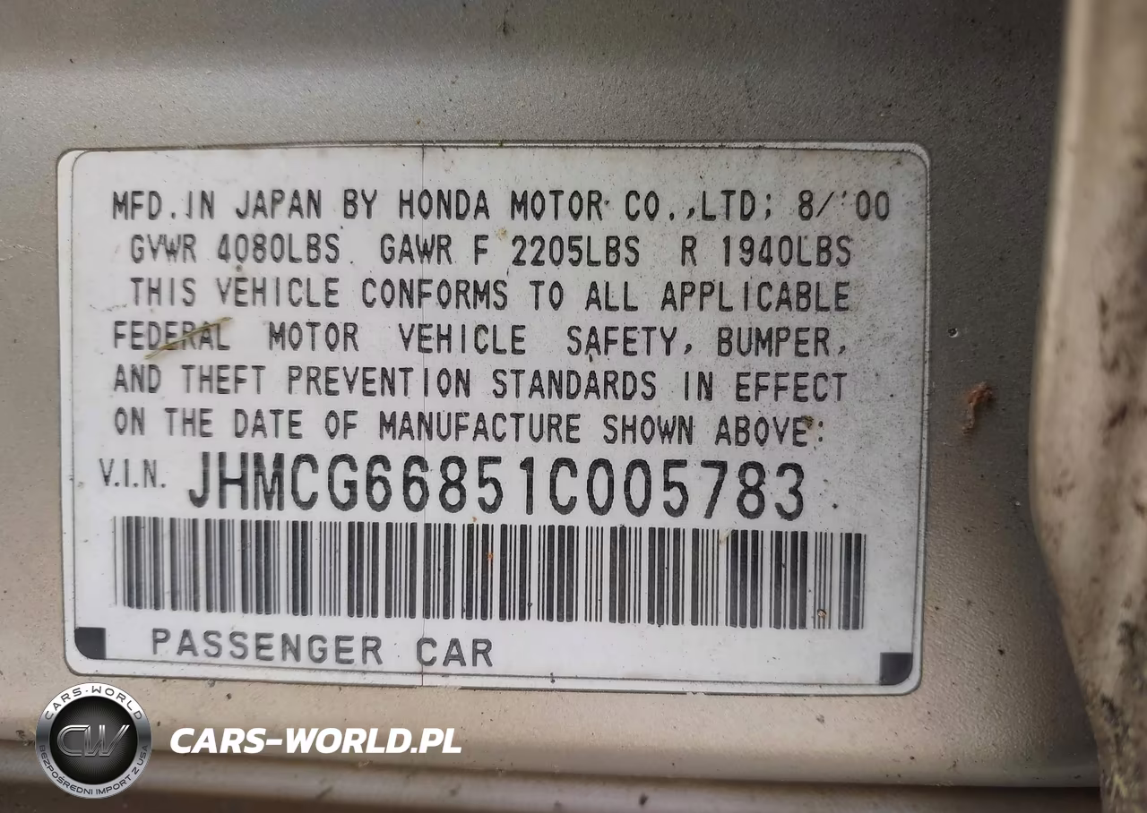 2001 Honda Accord 2.3 Ex VIN:JHMCG66851C005783 - 9