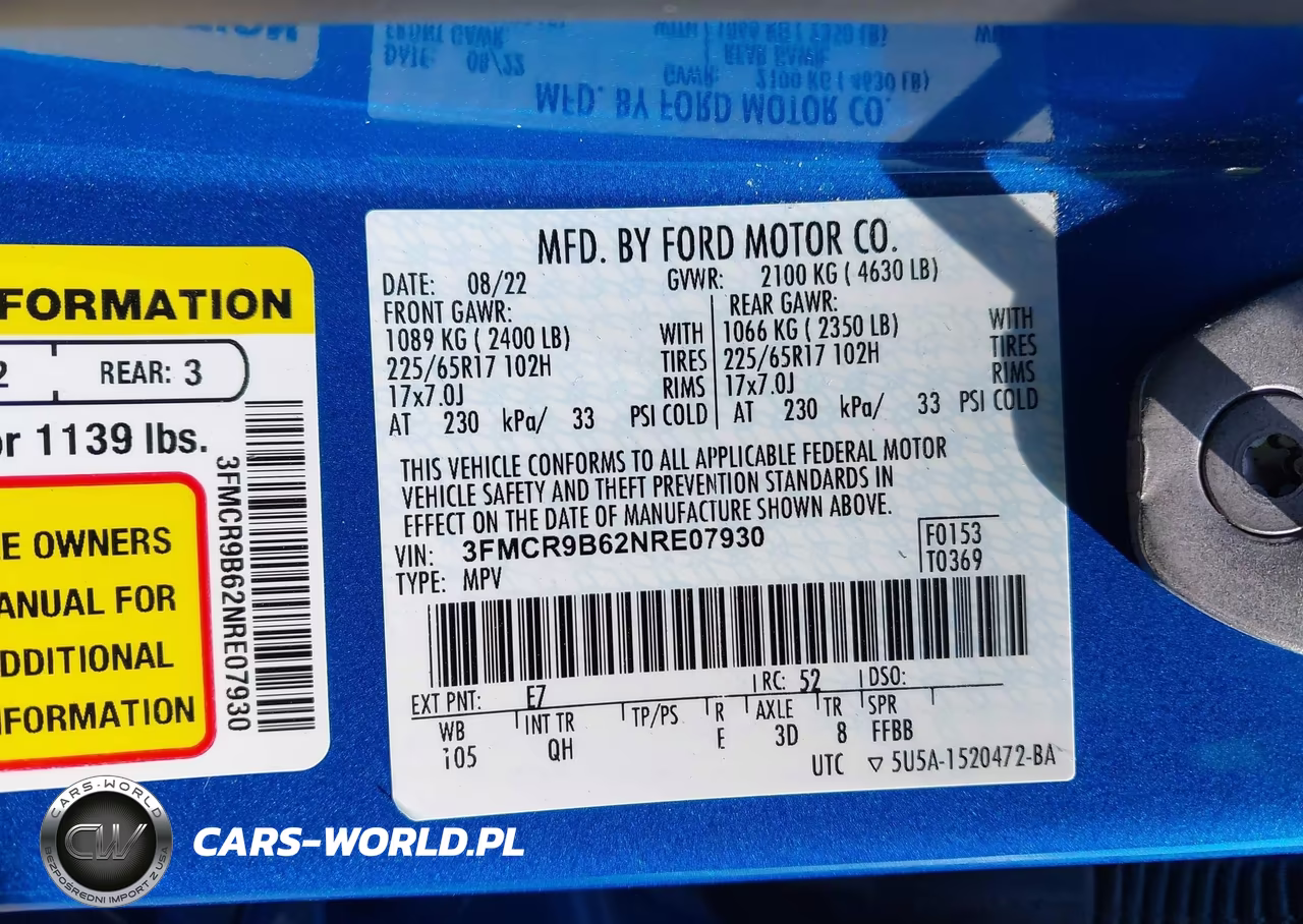 2022 Ford Bronco Sport Big Bend VIN:3FMCR9B62NRE07930 - 9