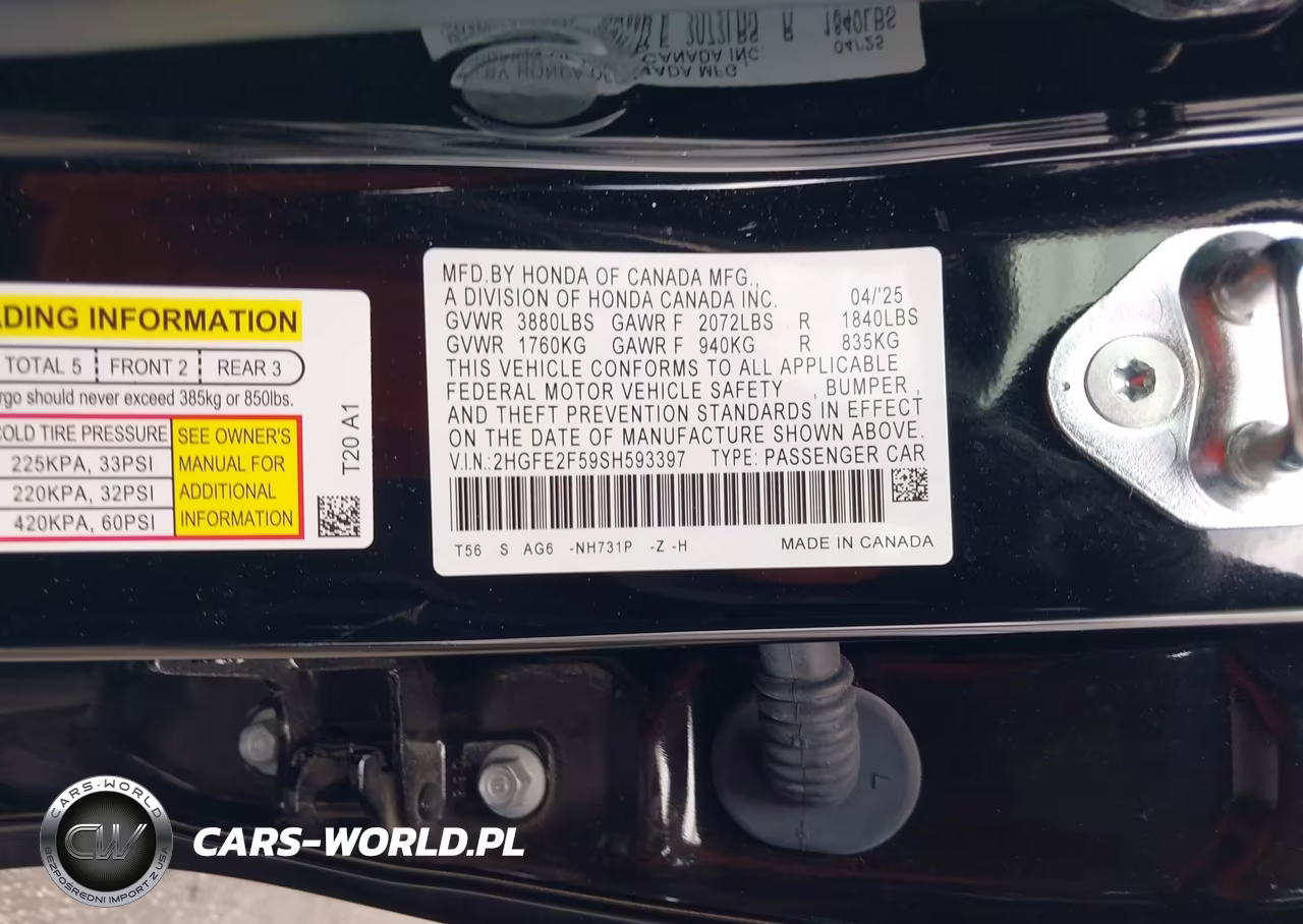 2025 Honda Civic Sport VIN:2HGFE2F59SH593397 - 9