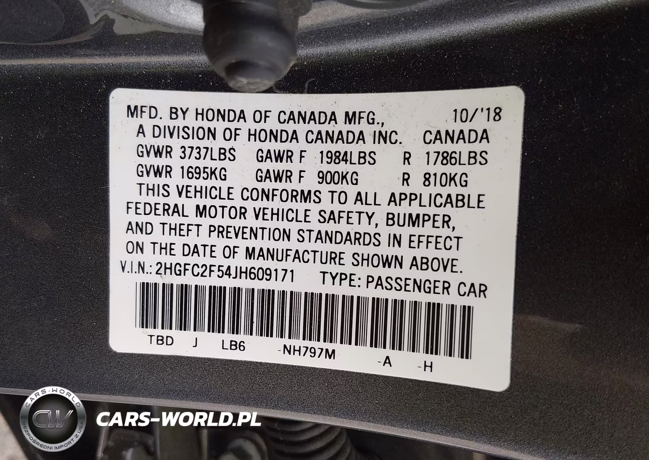 2018 Honda Civic Lx VIN:2HGFC2F54JH609171 - 9