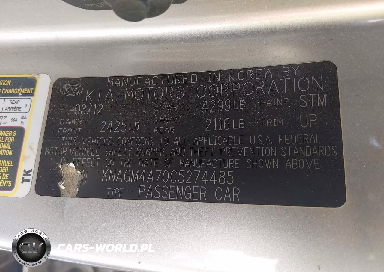 2012 Kia Optima Lx VIN:KNAGM4A70C5274485 - 9