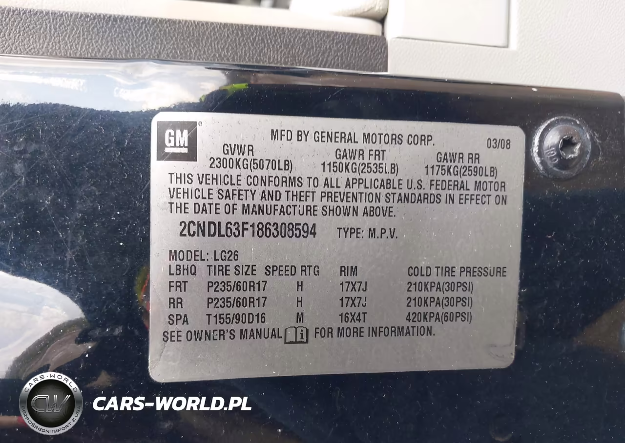 2008 Chevrolet Equinox Lt VIN:2CNDL63F186308594 - 9