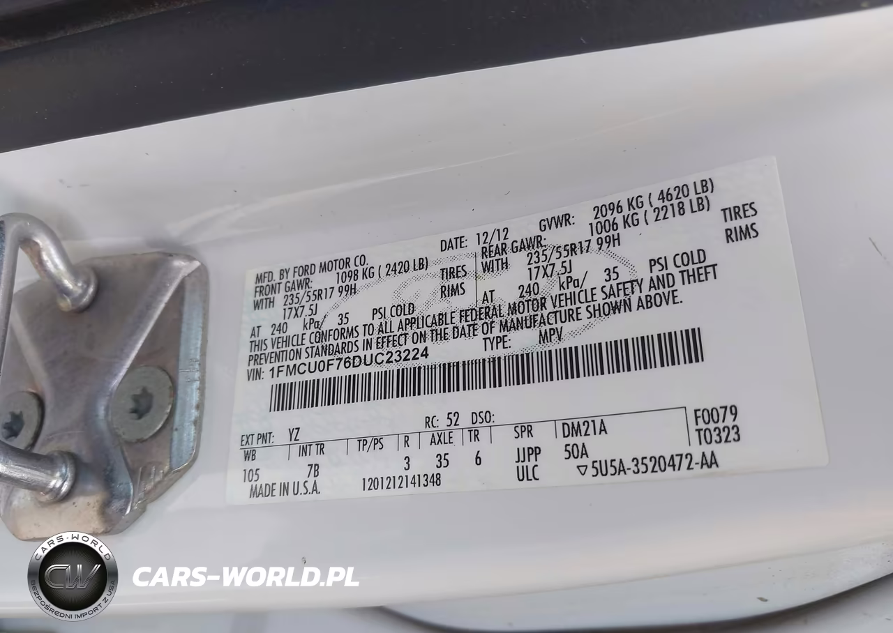 2013 Ford Escape S VIN:1FMCU0F76DUC23224 - 9