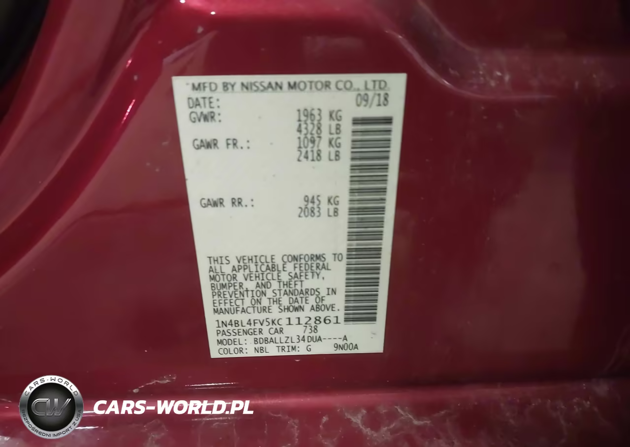 2019 Nissan Altima 2.5 Platinum VIN:1N4BL4FV5KC112861 - 9