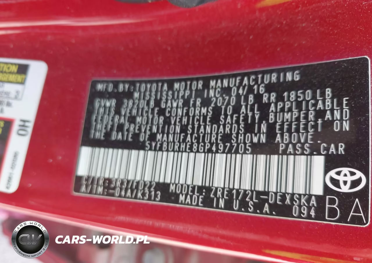 2016 Toyota Corolla S Plus VIN:5YFBURHE8GP497705 - 9