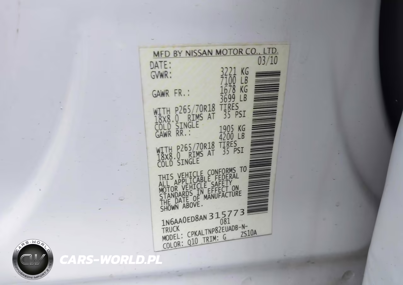 2010 Nissan Titan Se VIN:1N6AA0ED8AN315773 - 9