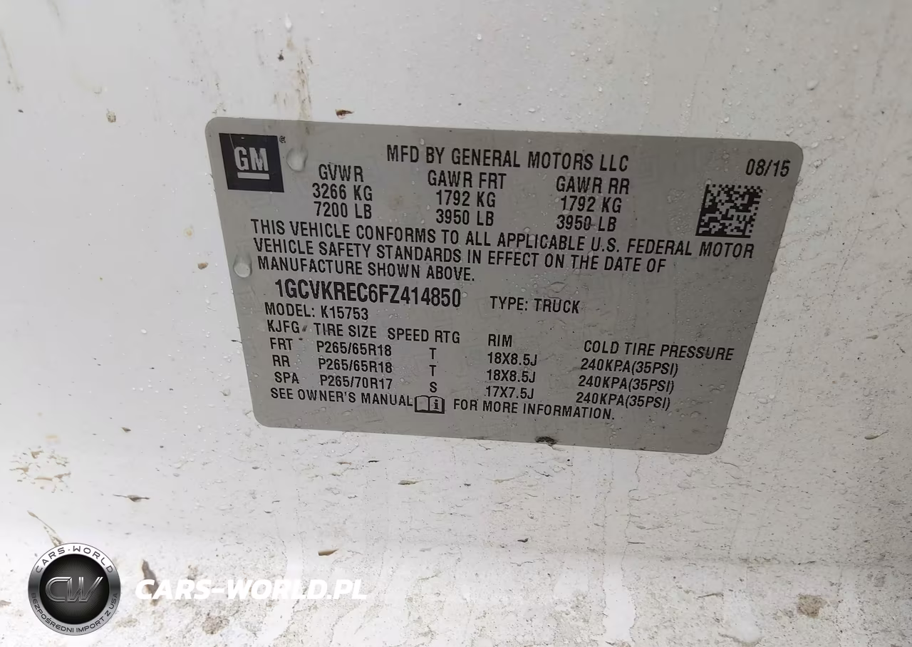 2015 Chevrolet Silverado 1500 2Lt VIN:1GCVKREC6FZ414850 - 9