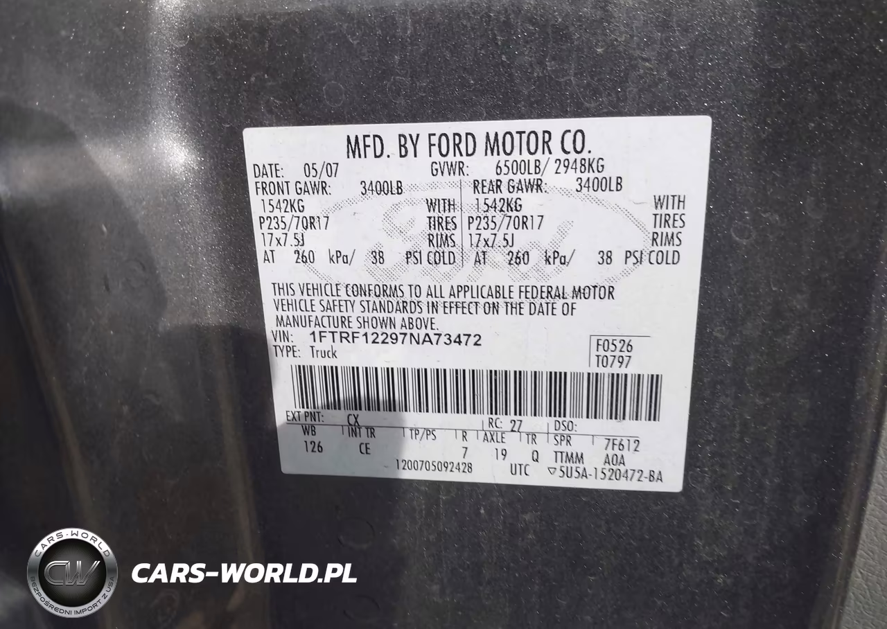 2007 Ford F-150 Stx-Xl-Xlt VIN:1FTRF12297NA73472 - 9
