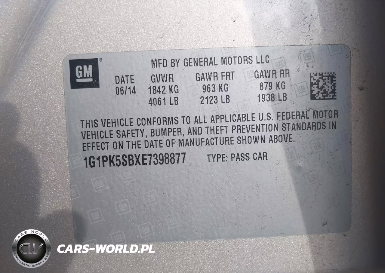 2014 Chevrolet Cruze Lt VIN:1G1PK5SBXE7398877 - 9