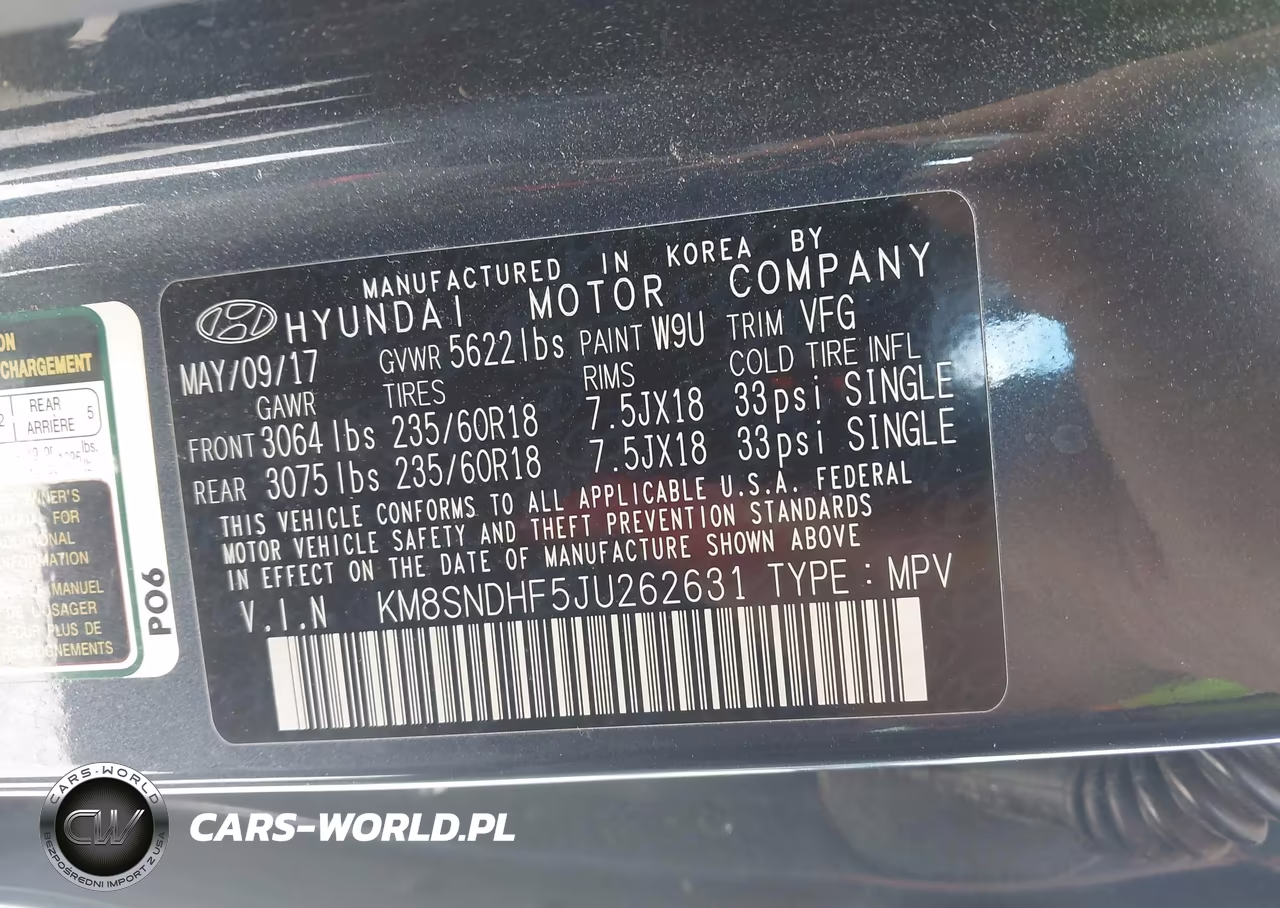 2018 Hyundai Santa Fe Se VIN:KM8SNDHF5JU262631 - 9