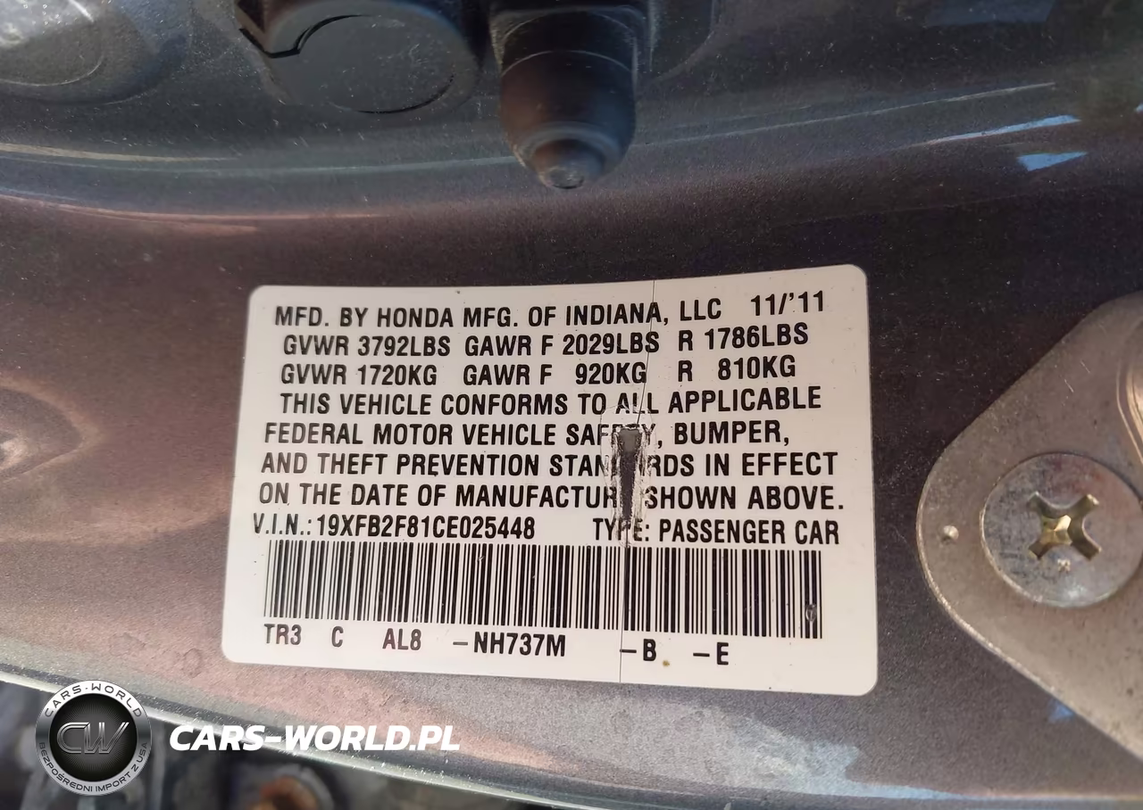2012 Honda Civic Ex VIN:19XFB2F81CE025448 - 9