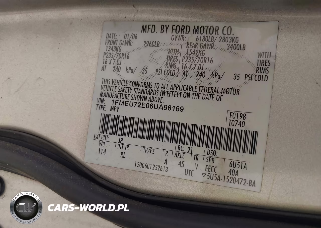 2006 Ford Explorer Xls VIN:1FMEU72E06UA96169 - 9